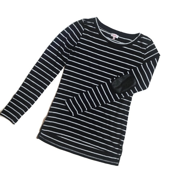 Pixley Tops - Pixley Long Sleeve Striped Blouse with Elbow Pads